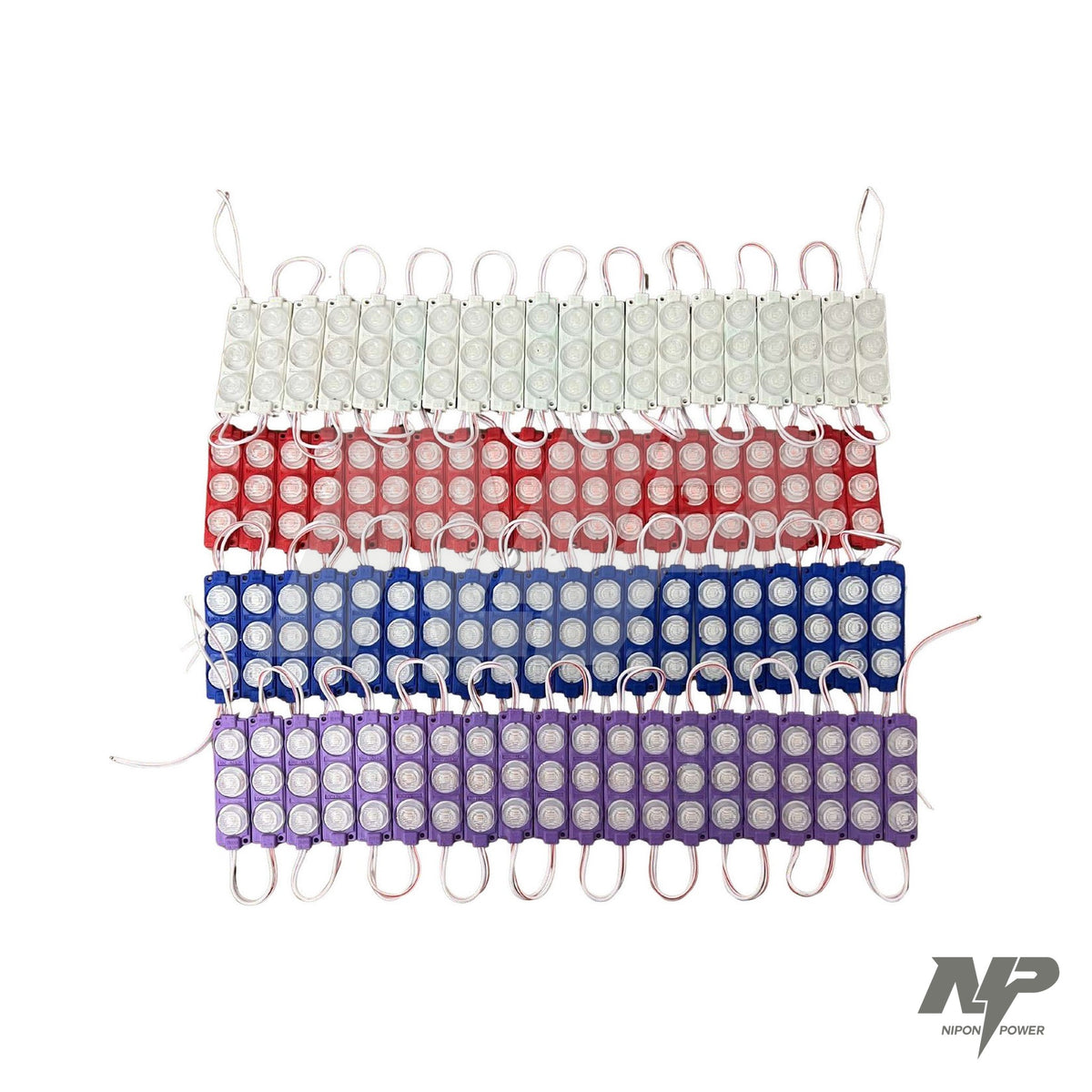 Módulo LED fijo 12 V paquete x 10 azul, blanco, morado o rojo, universal · NP-161