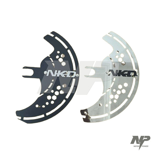 Protector de disco de freno en acero AKT NKD 125 negro y cromado · NP-DP44