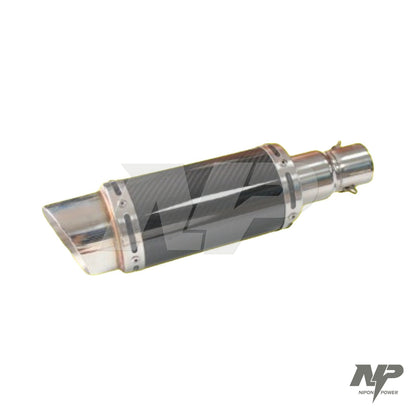 Exosto de lujo corto en fibra de carbono y acero universal · GD072C-SS-200L