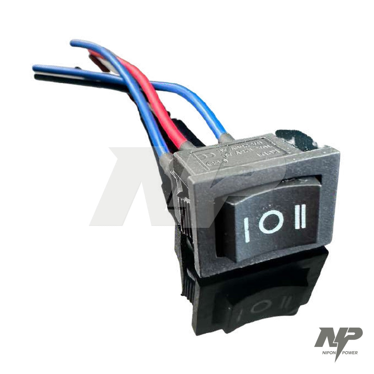 Interruptor basculante de 3 posiciones I-0-II con cables, universal